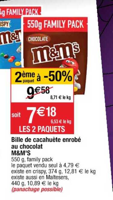 bille de cacahuète enrobé au chocolat m&m's