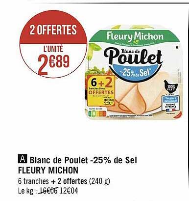 blanc de poulet -25% de sel fleury michon