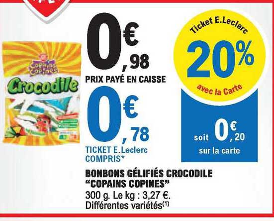 bonbons gélifiés crocodile "copains copines"