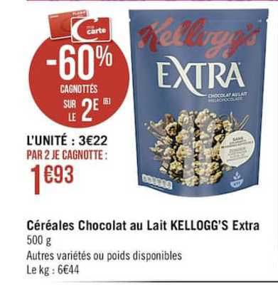 Céréales Chocolat Au Lait Kellogg's Extra