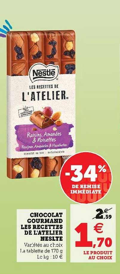 chocolat gourmand les recettes de l'atelier nestlé -34% de remise immédiate