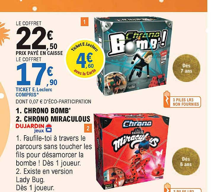 chrono bomb' chrono miraculous dujardin jeux