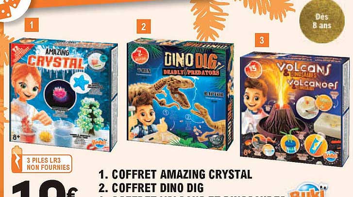 coffret amazing crystal, coffret dino dig