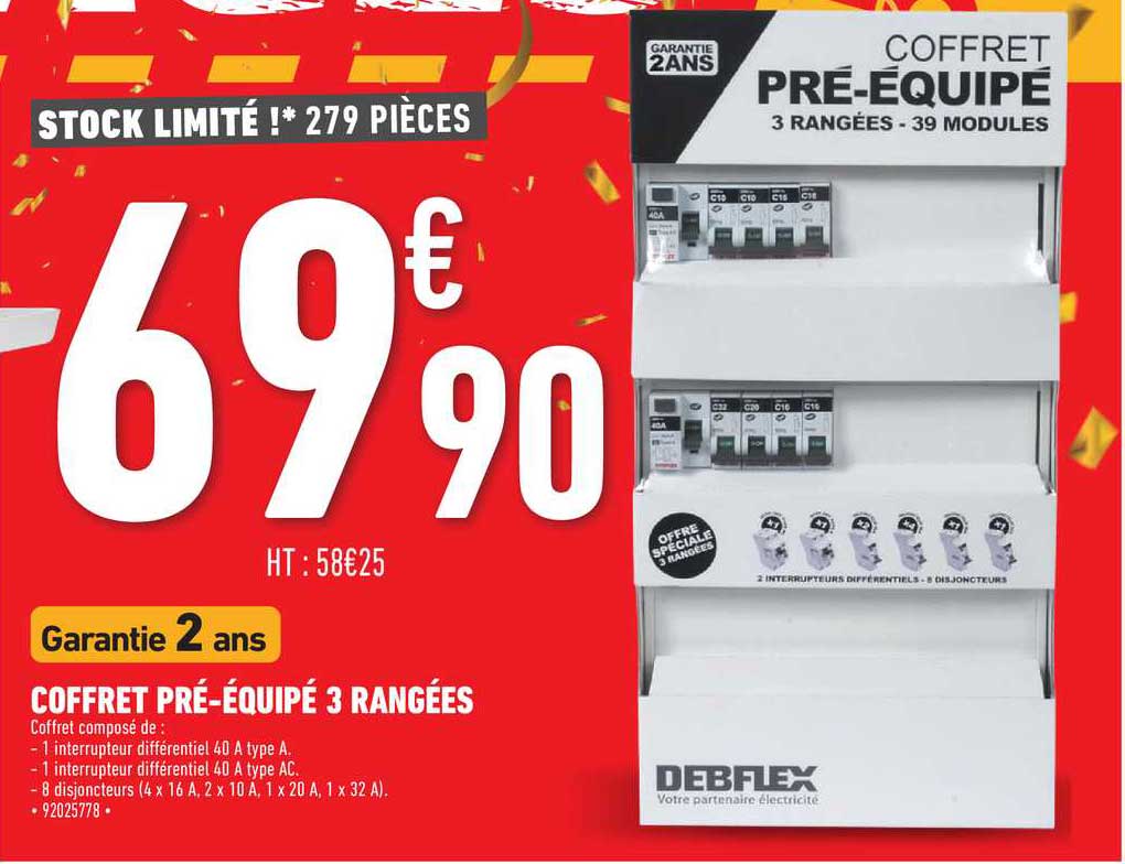 coffret pré-équipé 3 rangées