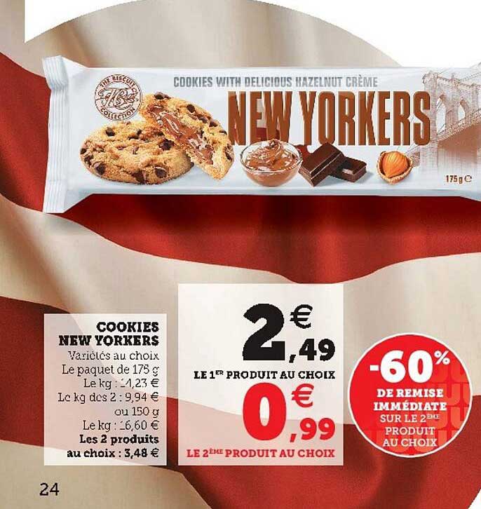 cookies new yorkers -60% de remise immédiate sur le 2ème produit au choix