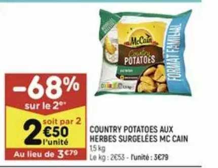 country potatoes aux herbes surgelées mc cain
