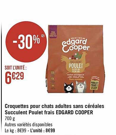 croquettes pour chats adultes sans céréales succulent poulet frais edgard cooper