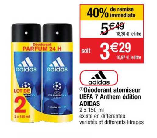 déodorant atomiseur uefa 7 anthem édition adidas