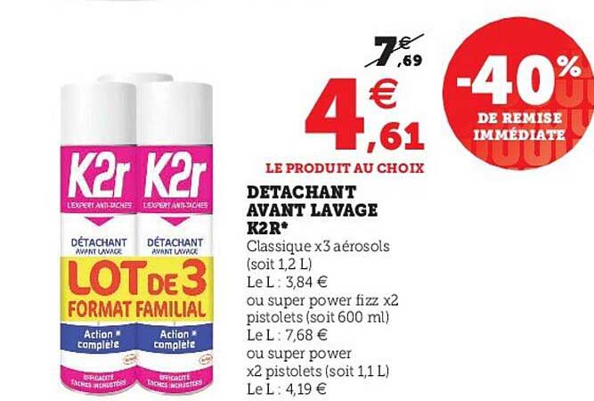 détachant avant lavage k2r