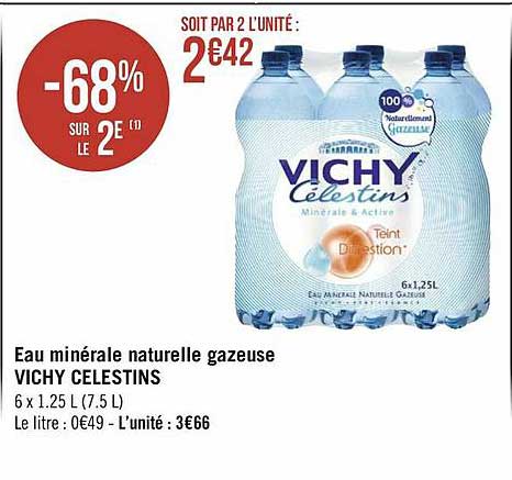 Eau Minérale Naturelle Gazeuse Vichy Célestins