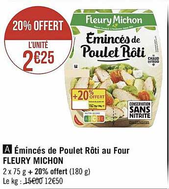 émincés de poulet rôte au four fleury michon