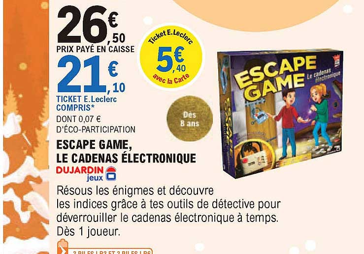 escalpe game, le cadenas électronique dujardin jeux