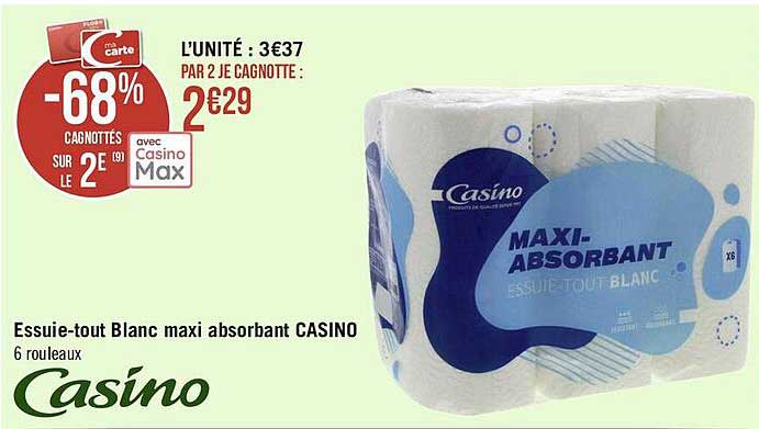 Essuie-tout Blanc Maxi Absorbant Casino
