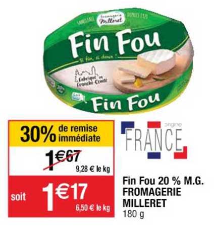 fin fou 20% m.g. fromagerie milleret