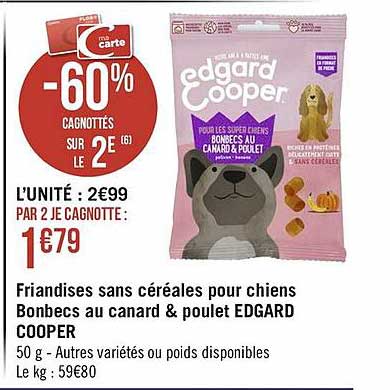 friandises sans céréales pour chiens bonbecs au canard & poulet edgard cooper