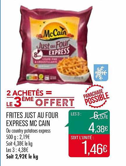 frites just au four express mc cain