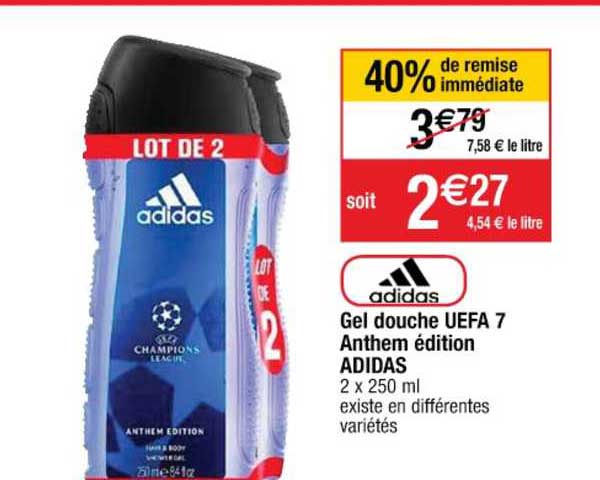 gel douche uefa 7 anthem édition adidas