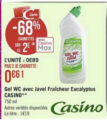 Gel Wc Avec Javel Fraîcheur Eucalyptus Casino
