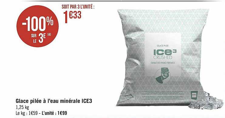 glace pilée à l'eau minérale ice3