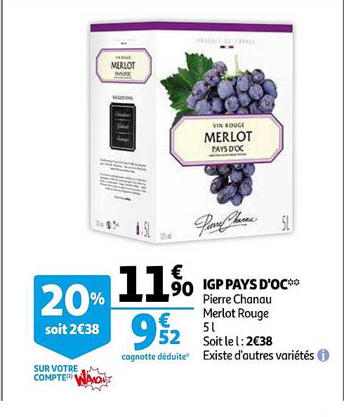 igp pays d'oc pierre chanau merlot rouge