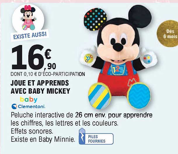 joue et apprends avec baby mickey baby clementoni