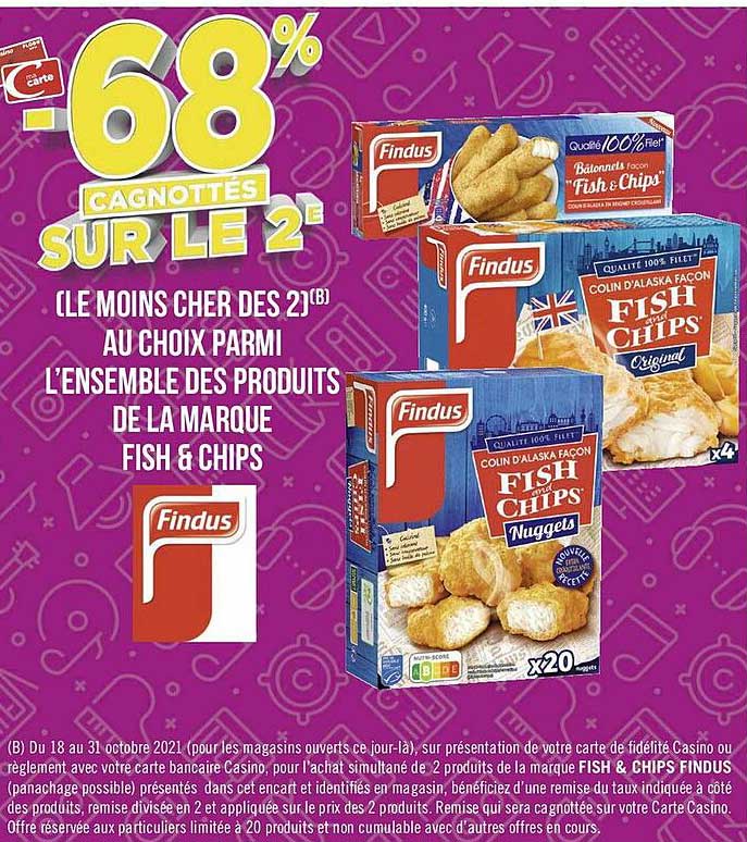 l'ensemble des produits de la marque fish & chips