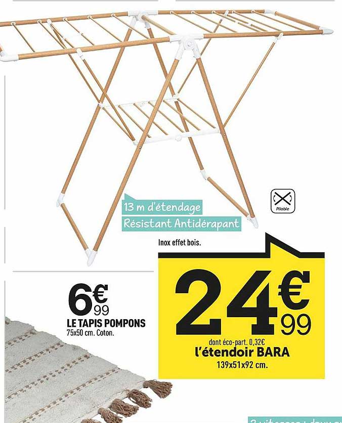 l'étendoir bara, le tapis pompons