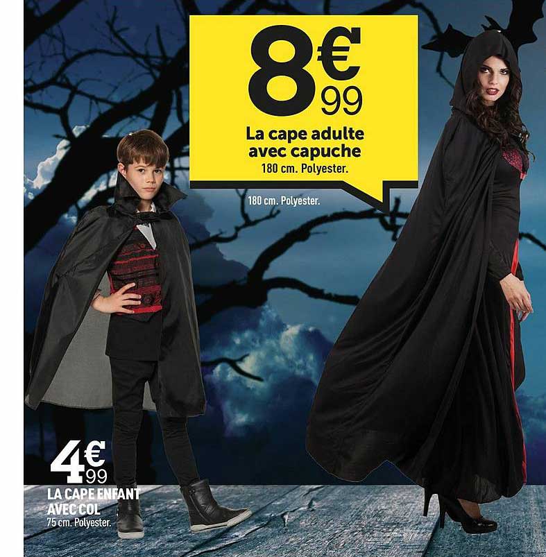 la cape enfant avec col, la cape adulte avec capuche