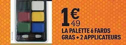 la pelette 6 fards gras + 2 applicateurs