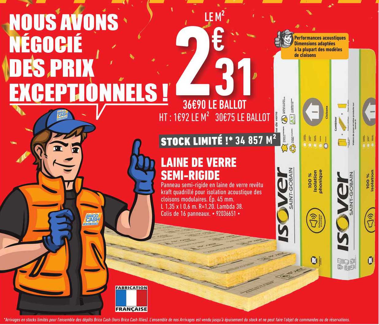 laine de verre semi-rigide