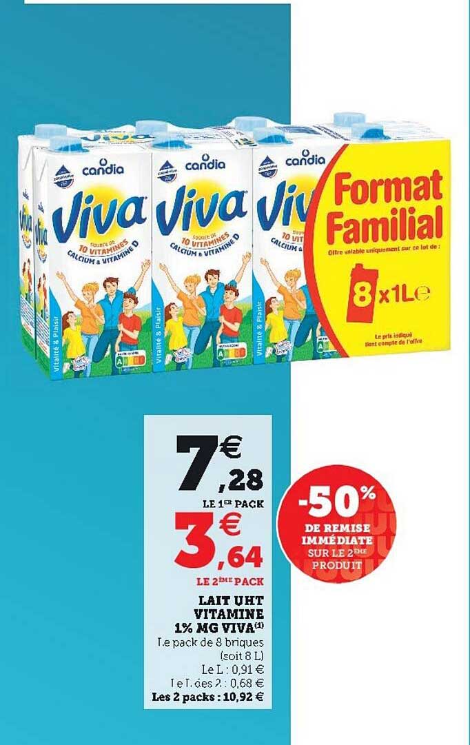 Lait Uht Vitamine 1% Mg Viva