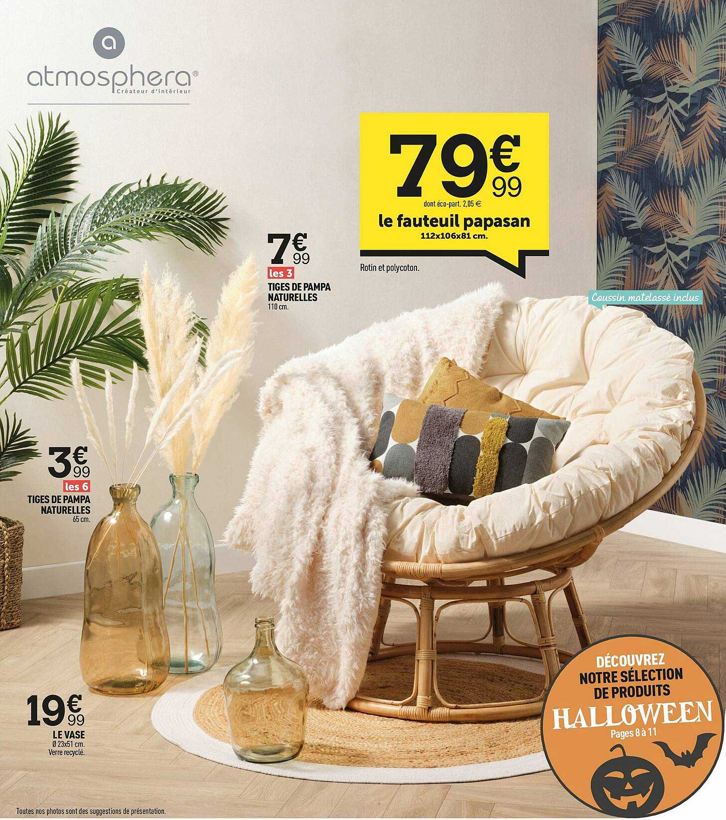 le fauteuil papasan, tiges de pampa naturelles, tiges de pampa naturelles, le vase