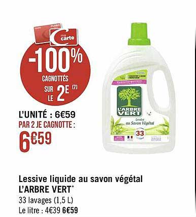 lessive liquide au savon végétal l'arbre vert