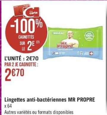 lingettes anti-bactériennes mr propre