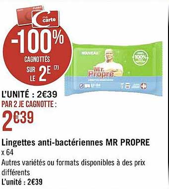 lingettes anti-bactériennes mr propre