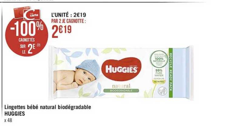 lingettes bébé natural biodégradable huggies