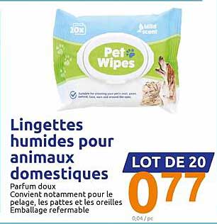 lingettes humides pour animaux domestiques