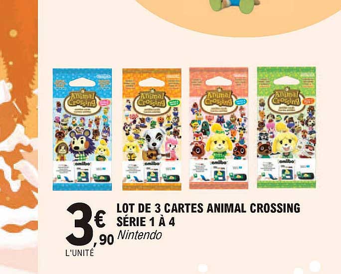 lot de 3 cartes animal crossing série 1 à 4 nintendo