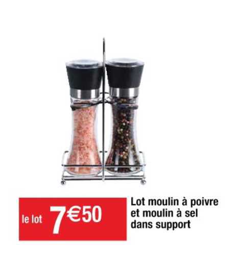 lot moulin à poivre et moulin à sel dans support