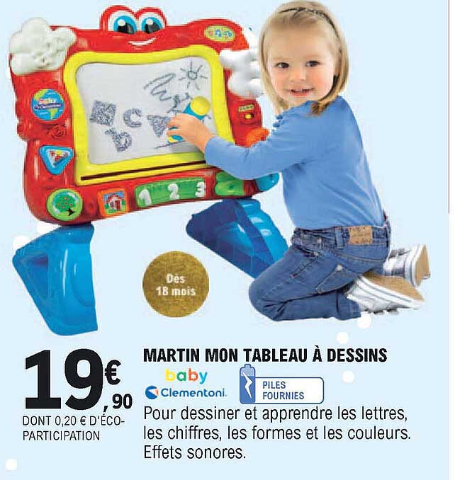 martin mon tableau à dessins baby clementoni