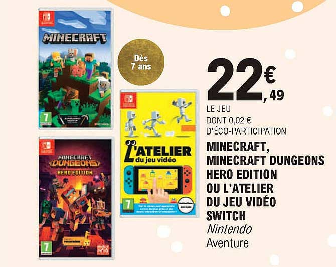 minecraft, minecraft dungeons hero edition ou l'atelier du jeu vidéo switch nintendo aventure