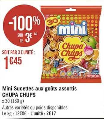 mini sucettes aux goûts assortis chpa chups
