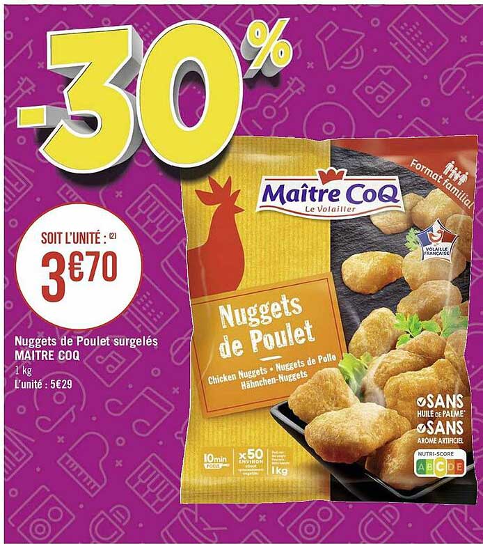 nuggets de poulet surgelés maître coq