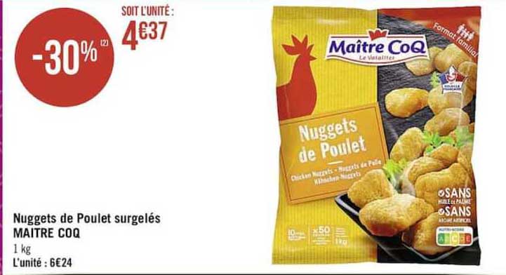 nuggets de poulet surgelés maître coq