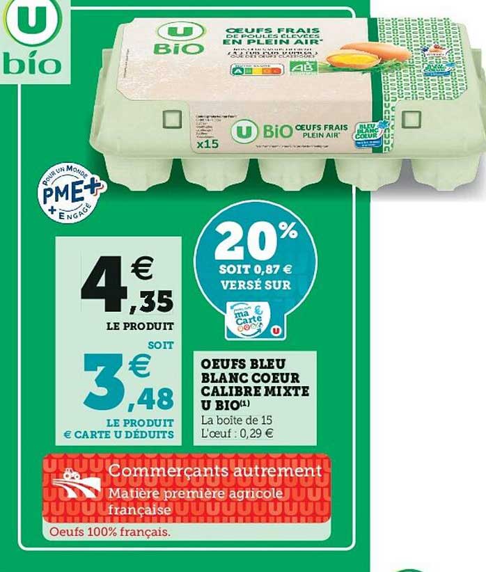 Oeufs Bleu Blanc Coeur Calibre Mixte U Bio