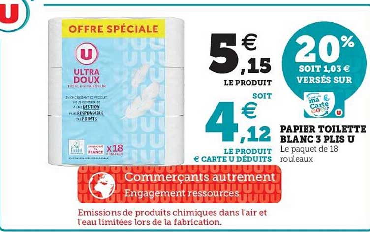 papier toilette blanc 3 plis u