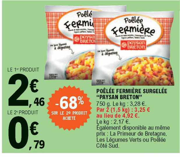 poêlée fermière surgelée "paysan breton" -68% sur le 2e produit acheté