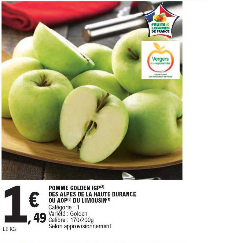 pomme golden igp des alpes de la haute durance ou aop du limousin