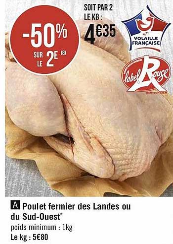 poulet fermier des landes ou du sud-ouest