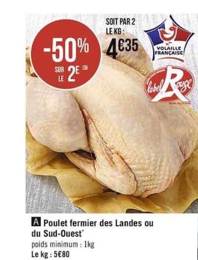 poulet fermier des landes ou du sud-ouest